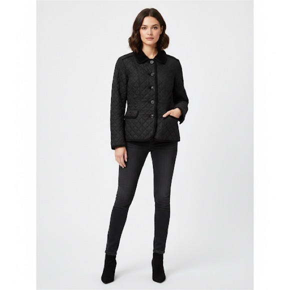 Boden Jackets & Blazers - Boden Quilted Jacket Black Corduroy Collar Lightweight US 8